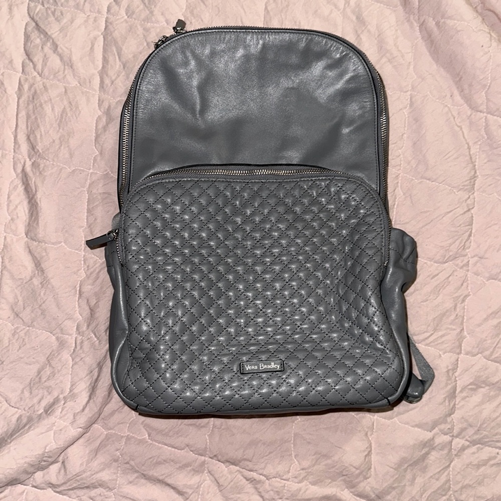 Vera Bradley Leather Carryall Backpack, Storm Cloud, One Size